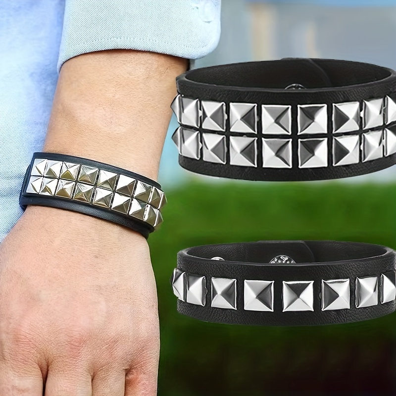 Studded Punk Bracelet For Men Goth Rock Bangle