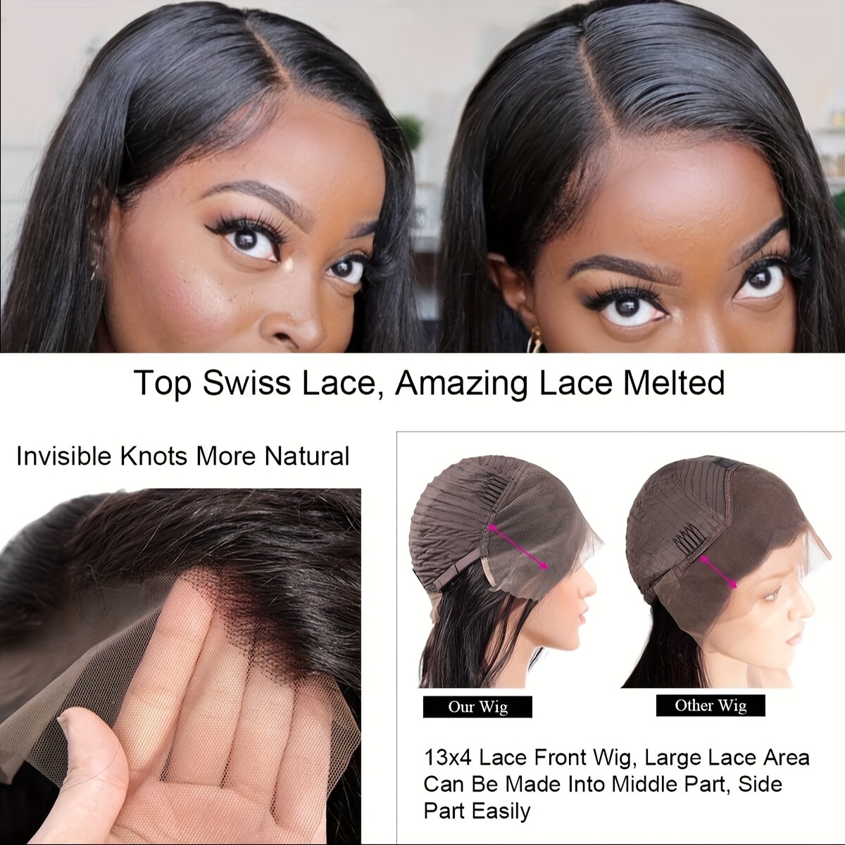 Straight Lace Front Human Hair Wigs For Black Women Pre Plucked With  Natural Hairline 180% Density 10A Brazilian Hair 13x6 Lace Frontal Human  Hair