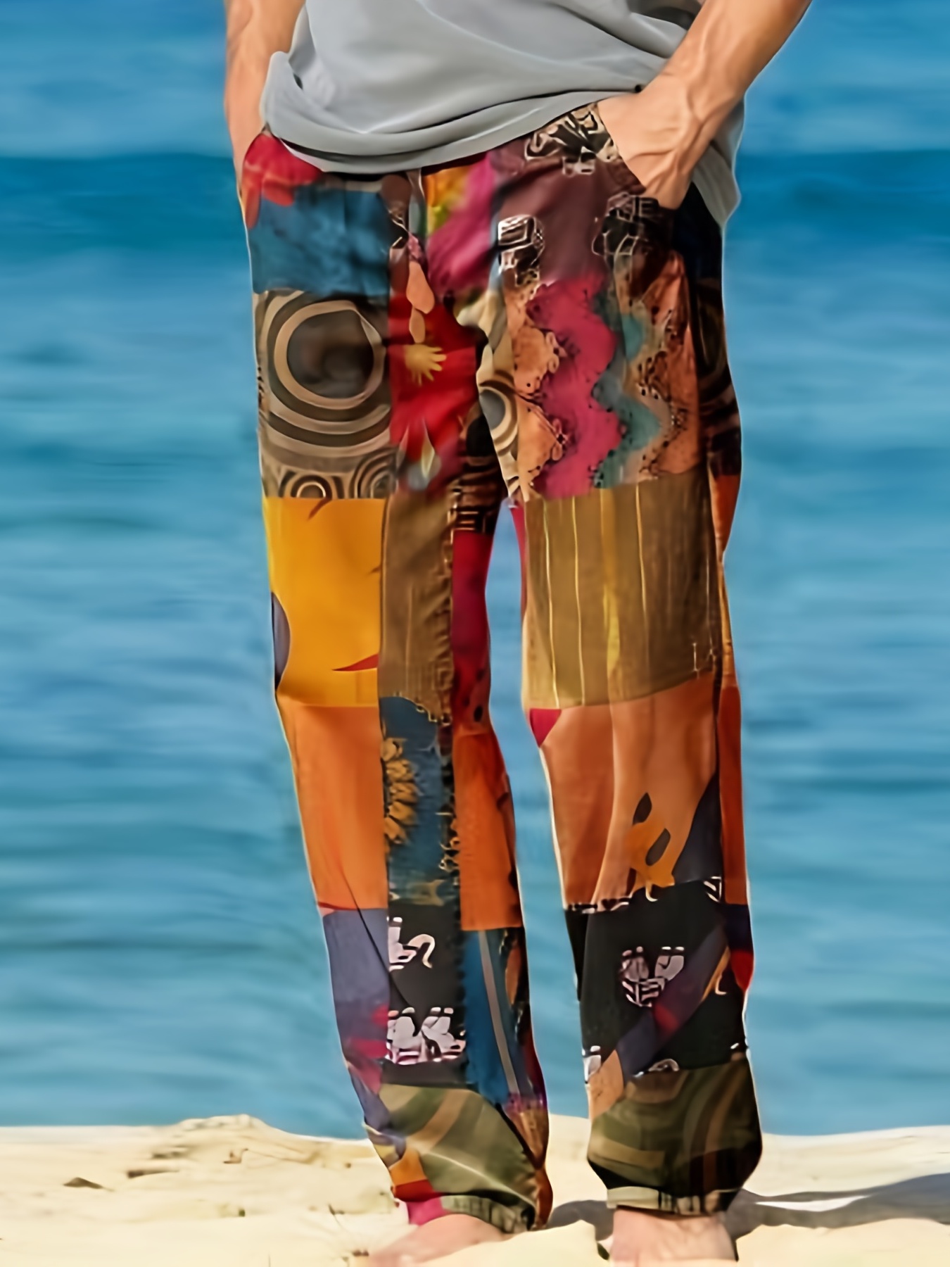 Corashan Beach Pants Men's Beach Casual Beach Pants Printed Waterproof Five  Pants Swim Shorts Shorts Mens Shorts 