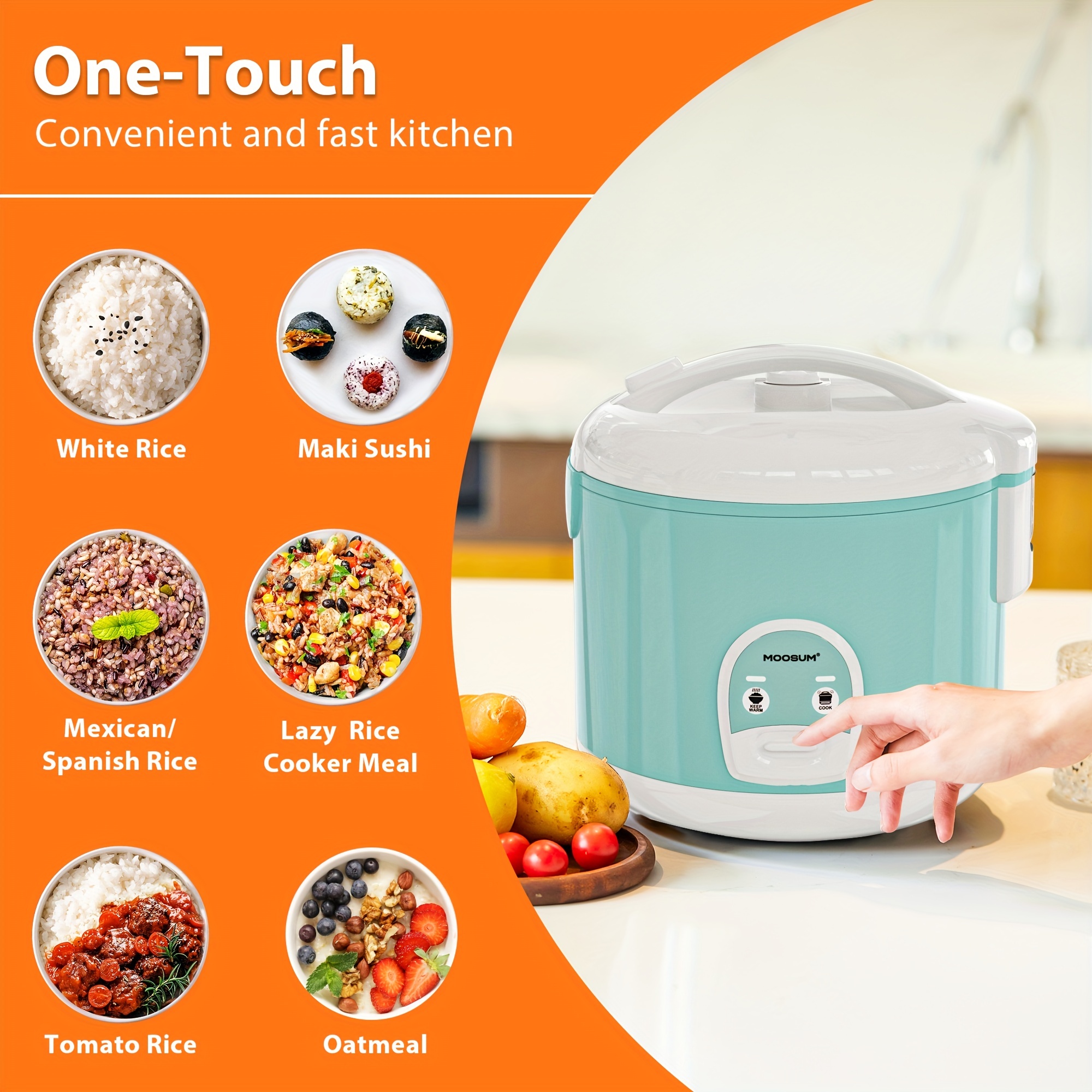Stainless Steel Electric Rice Cooker W/ One Touch 10 Cup Uncooked 20 Cup  Cooked