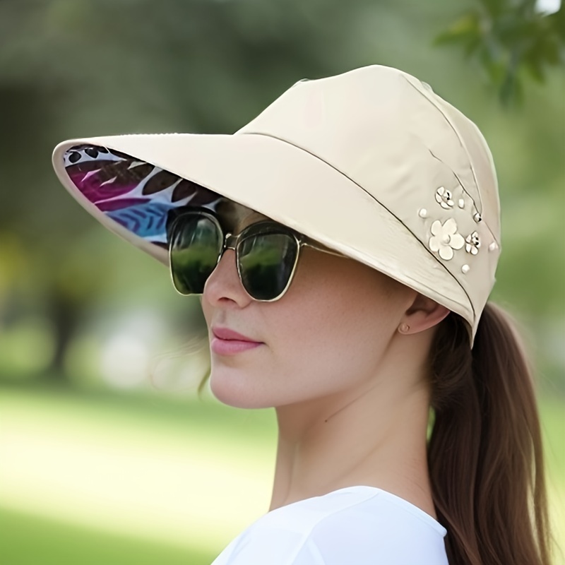 Solid Color Visor Hat Stylish Versatile Packable Wide Brim - Temu