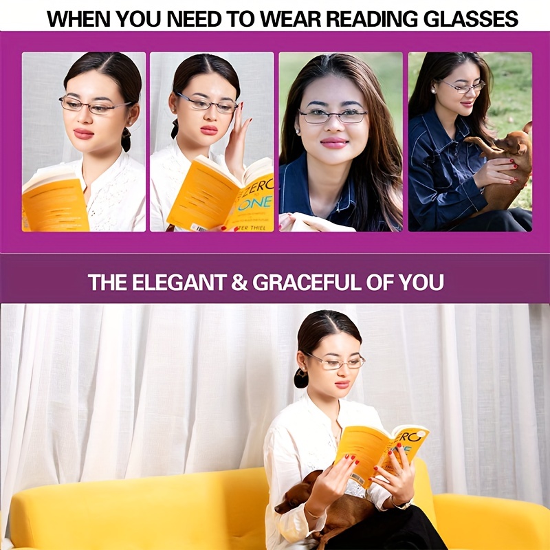 Block Reading Glasses Metal Frame Reader Glasses Spring Hinges