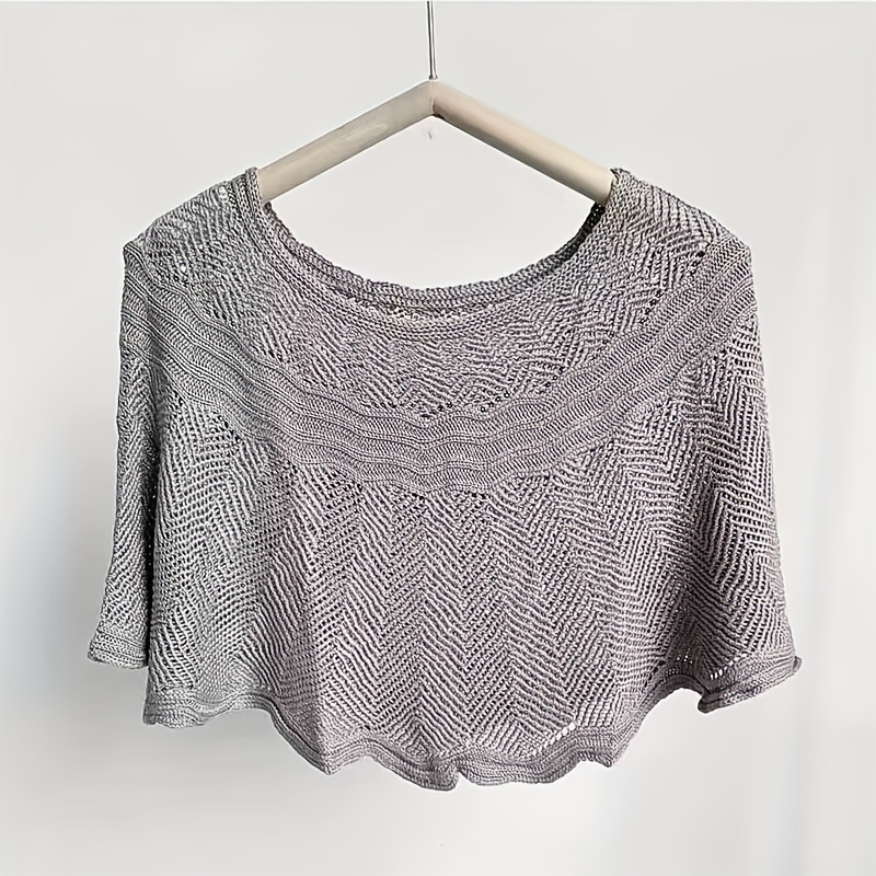 Knitted Shawl Wavy Edge Solid Wrap Cape