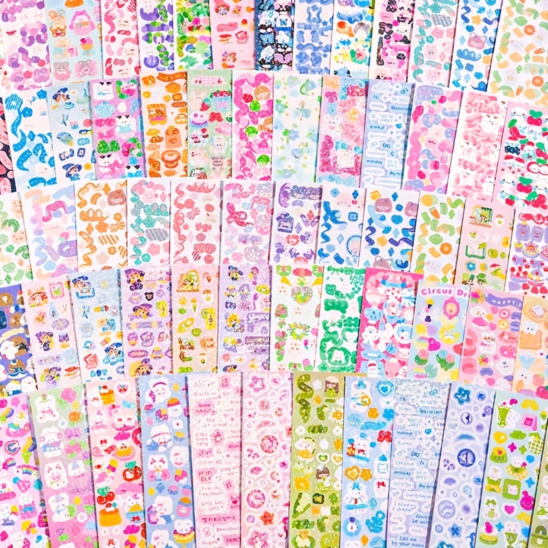  Kawaii Cartoon Cute Girls Stickers - 30 Sheets Transparent PET  Journaling Sticker Book for Clipping Collage DIY Crafts Scrapbooking  Supplies Handbook Laptop Cards Calendar Decal Diary Tweezers