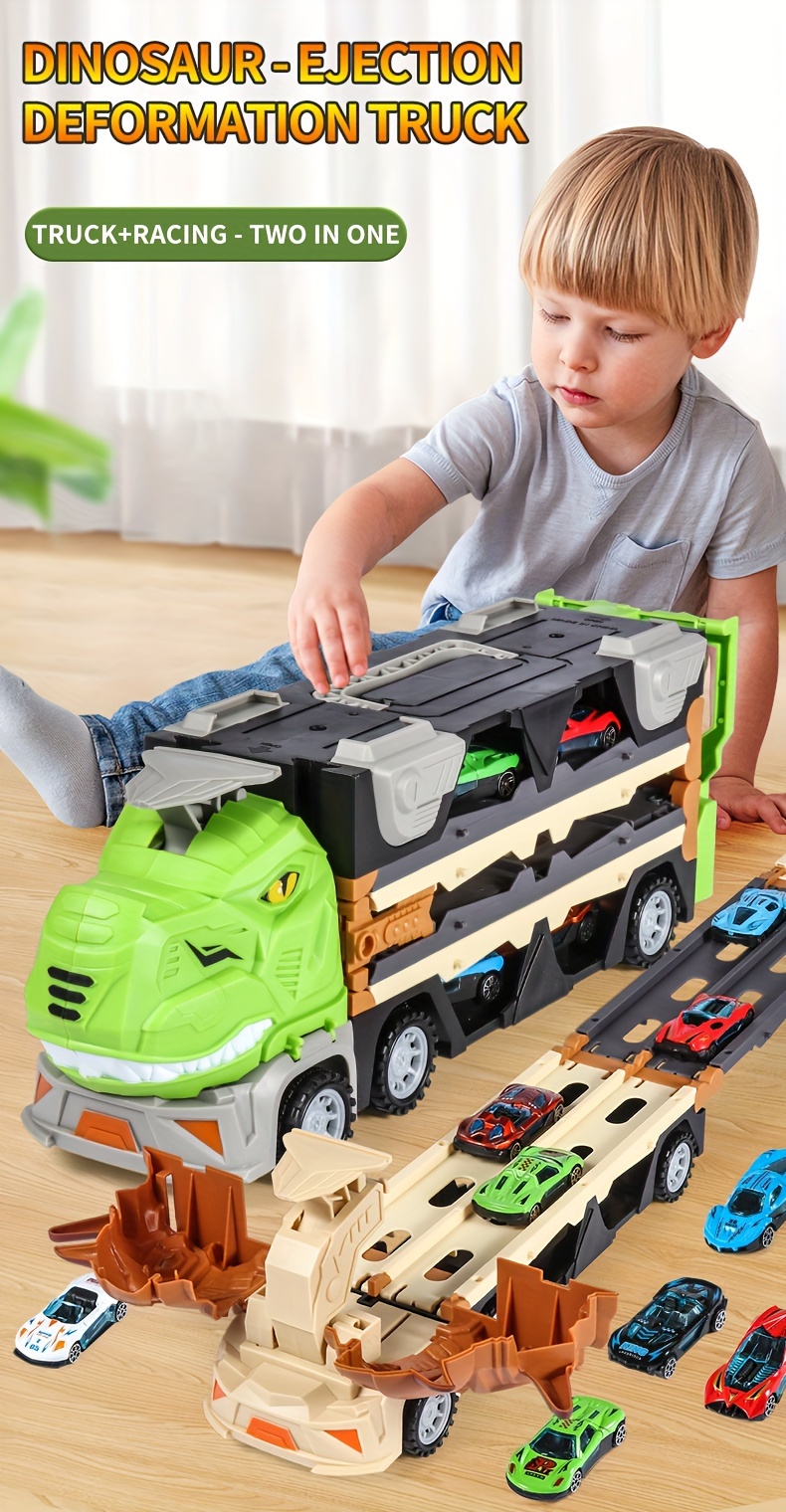 Heiheiup Children Disassembling Dinosaur Scene Track Assembly Project Truck  Deformation Sliding Ejection Boy Toy Arts And Crafts for Kids Ages 3-5 for  School 