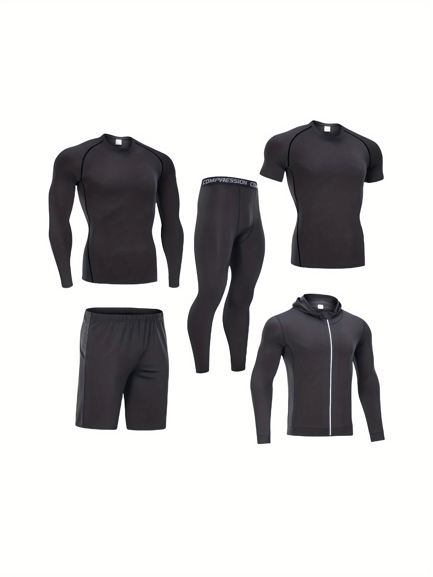 Conjunto deportivo de 5 piezas para hombre, ropa de entrenamiento,  pantalones de compresión, camisa superior, chaqueta atlética,  entrenamiento