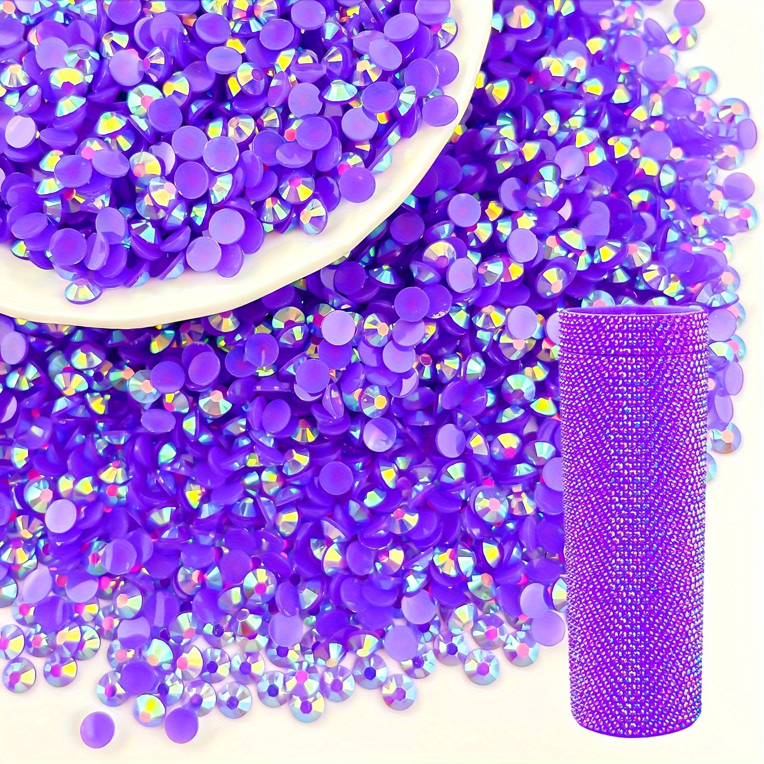 6000pcs Dark Purple Ab 2-5mm Flat Back Resin Jelly Rhinestones