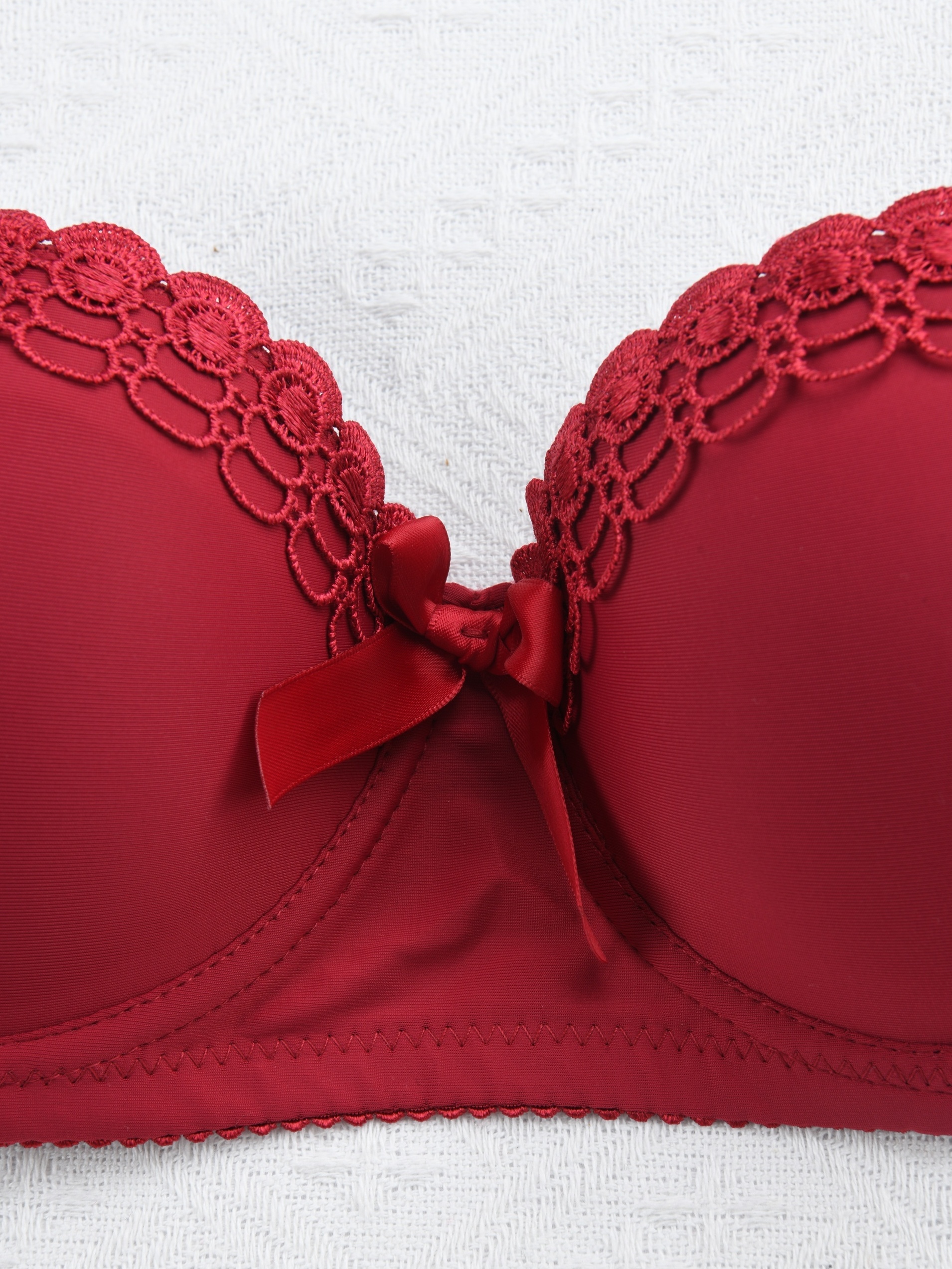 Lace Trim Full Coverage Bras Smooth Bow Non slip Underwire - Temu