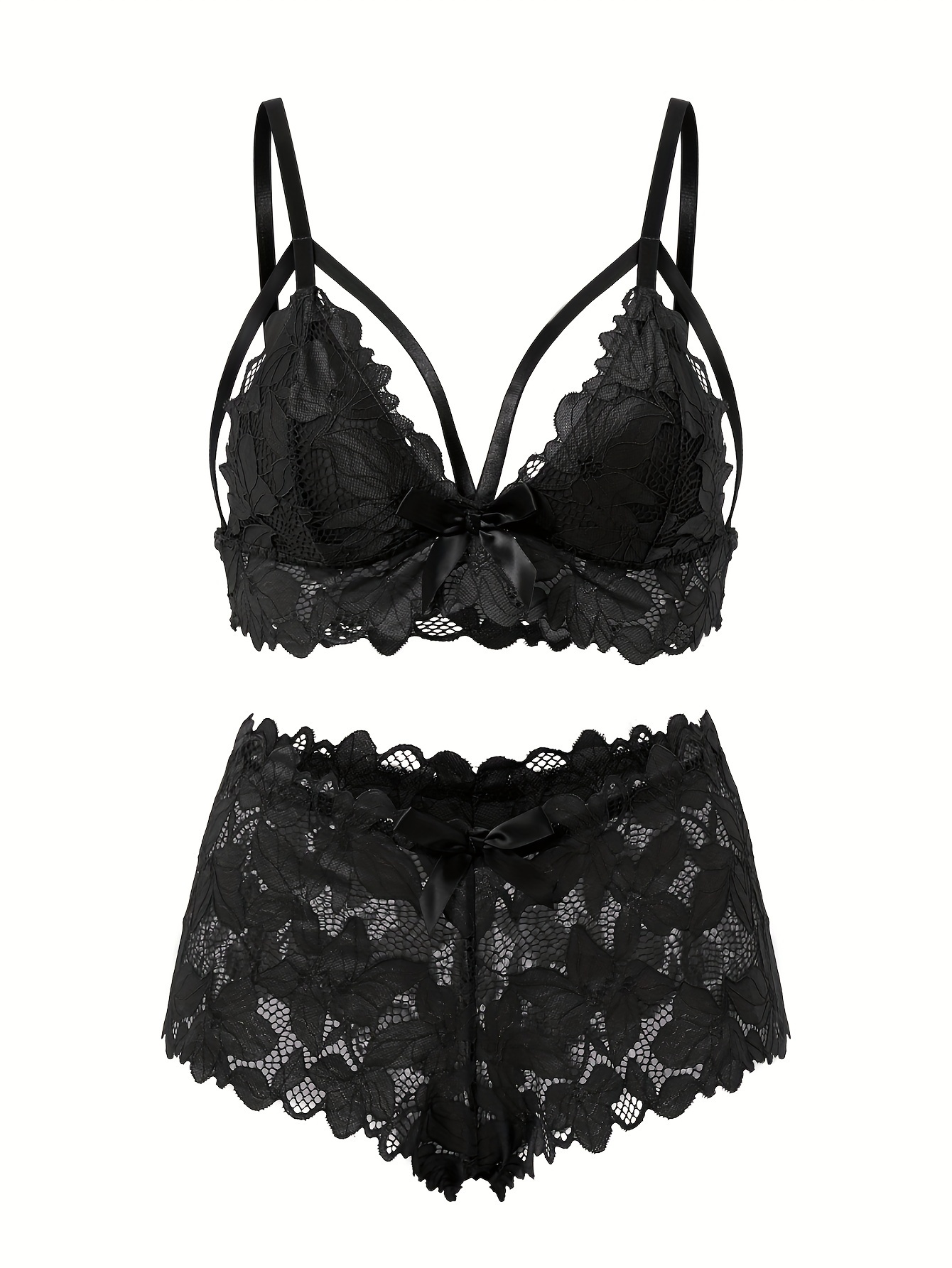 Women's Soft Scalloped Lace Bra and Knickers Lingerie Set