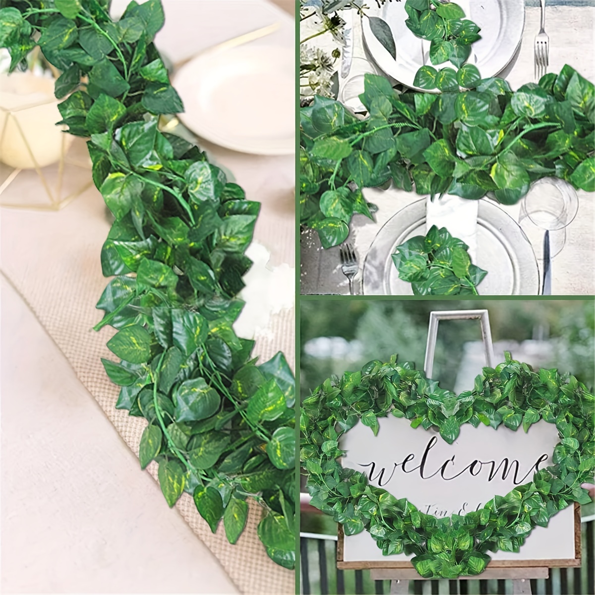 Artificial Plant Green Ivy Leaf Garland Silk Wall Hanging - Temu