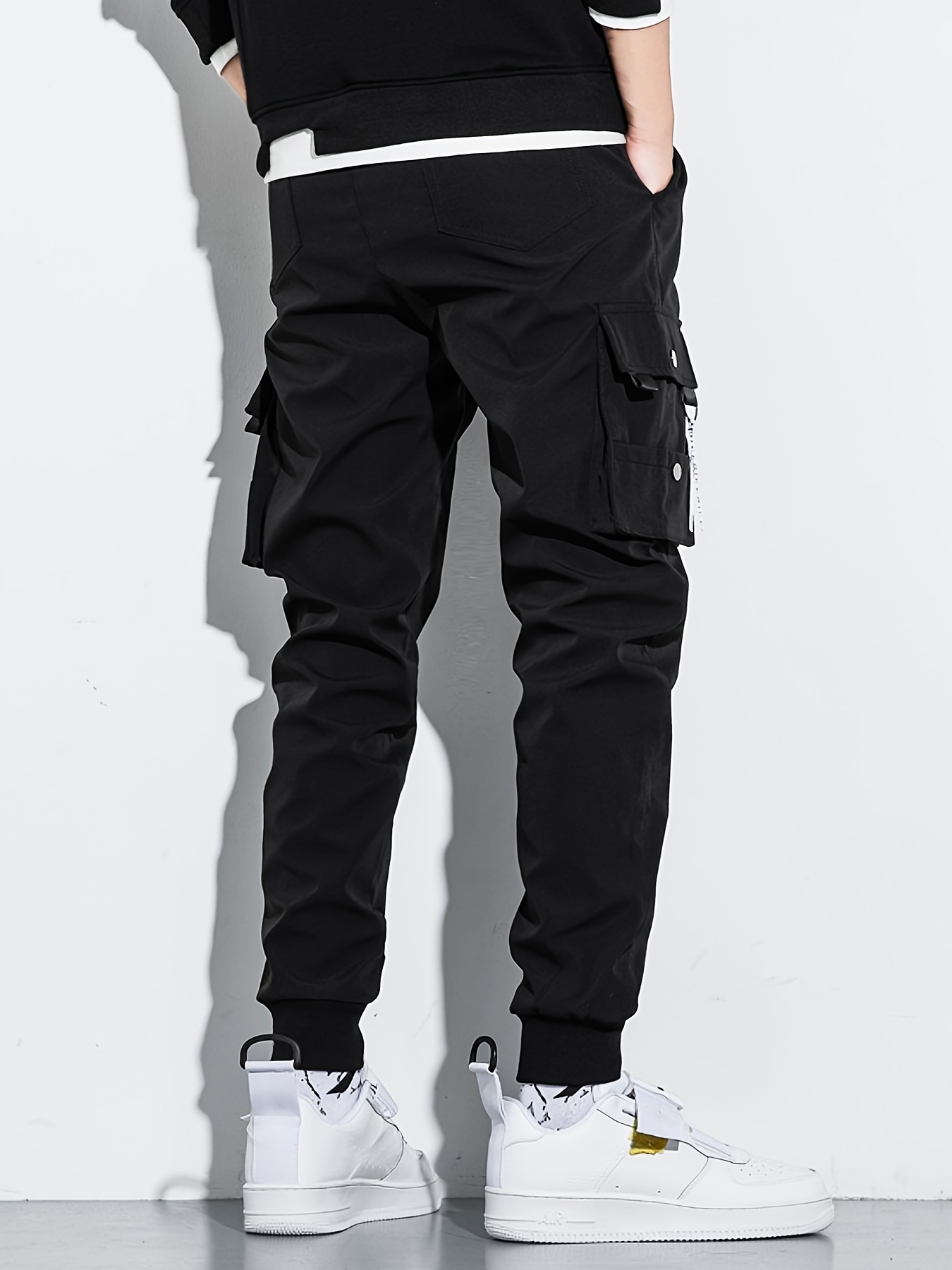 Black Cargo Detail Casual Jogger, Trousers