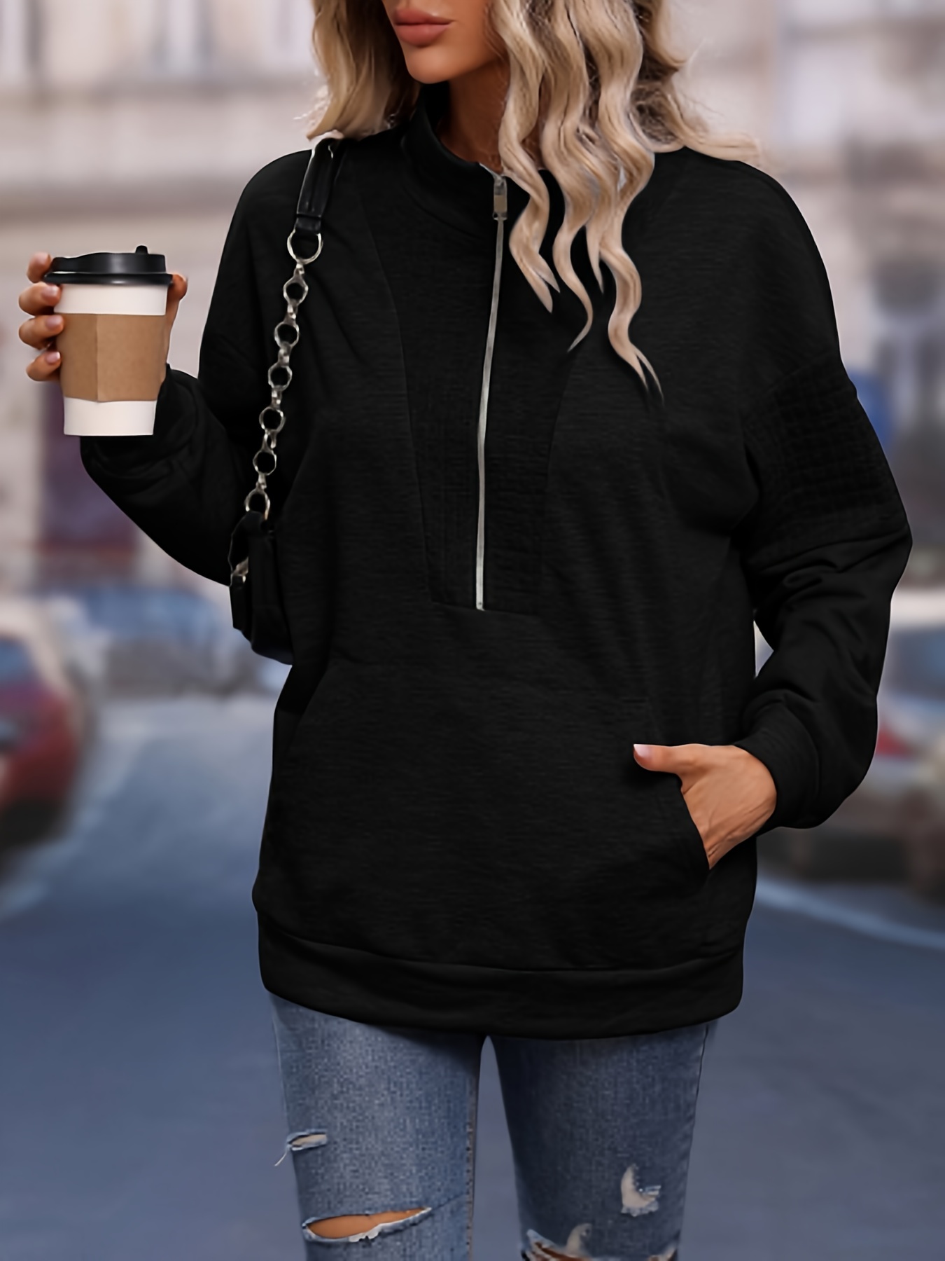 Black half hot sale sleeve hoodie