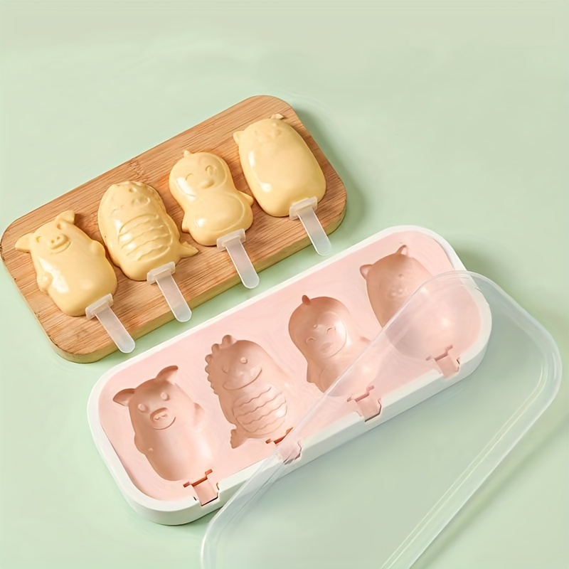 Popsicle Mold 4 Cavity Home Ice Cream Mold Diy Homemade - Temu