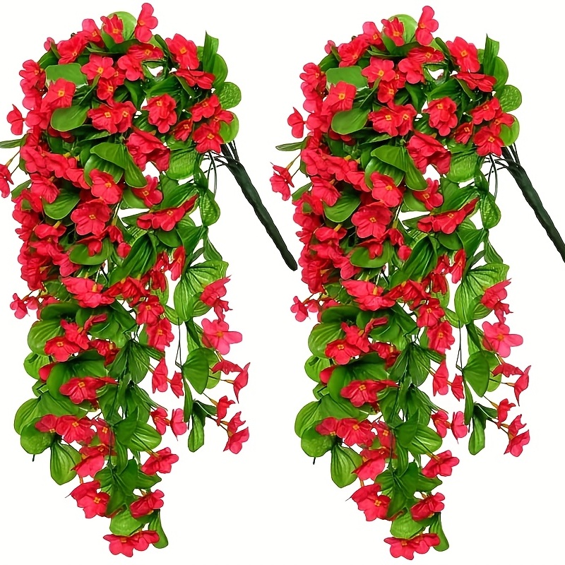 

2 Pack Artificial Hanging Flowers, Fake Hanging Plants Colorful Orchid Flower Bouquet For Wall Home Room Garden Wedding Indoor Outdoor Decoration
