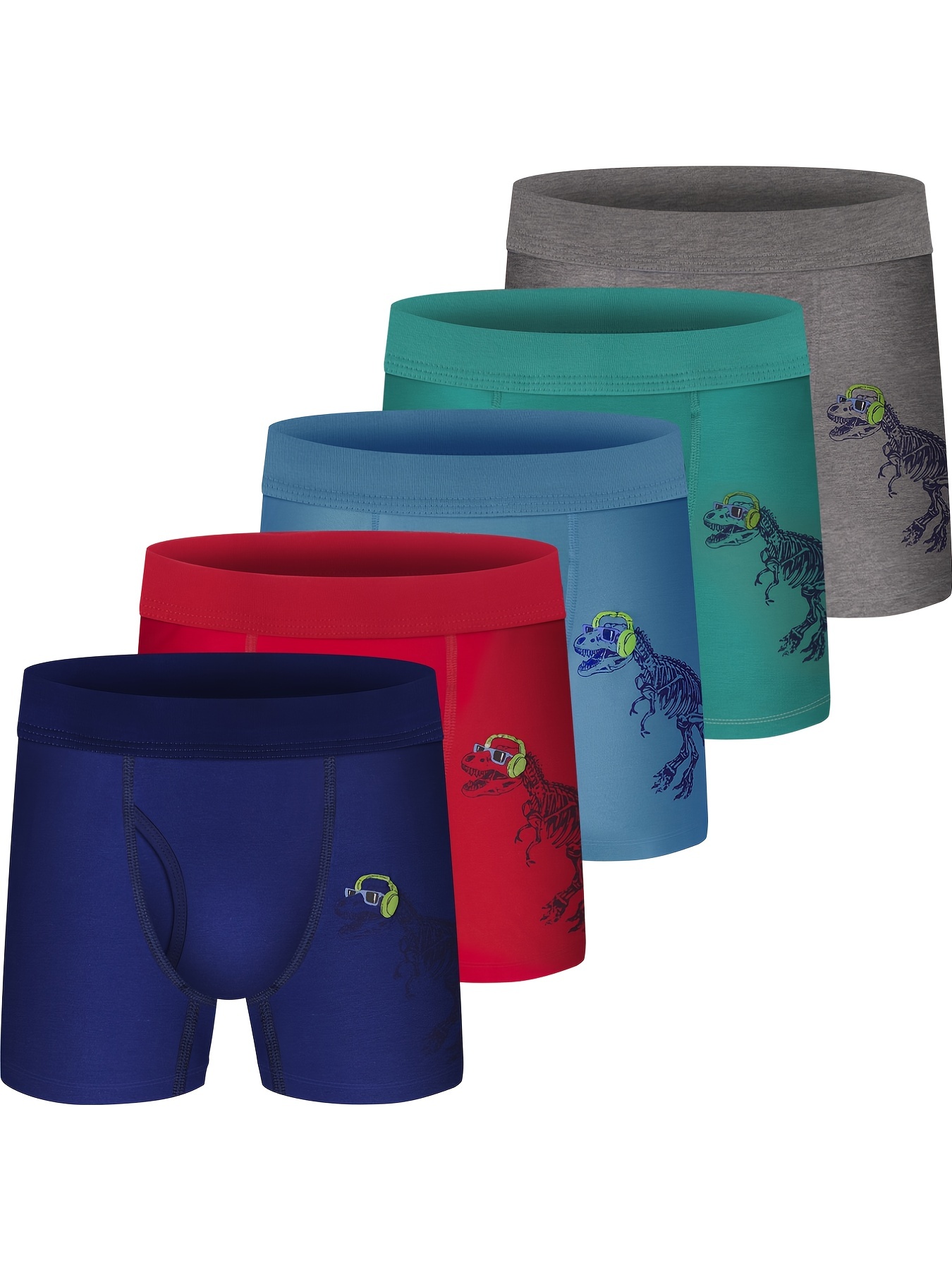 5pcs Boys Cartoon Print Boxer Briefs Underwear