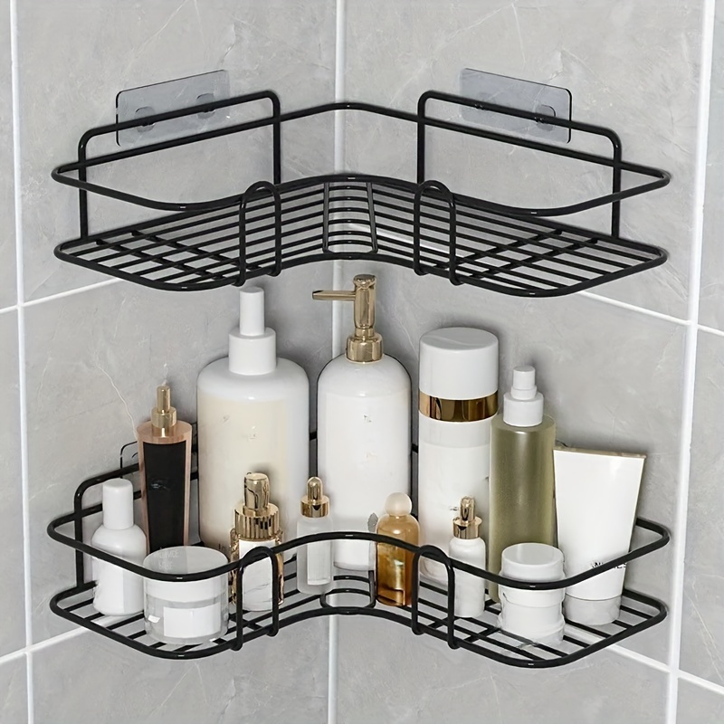 LLXC Snap Up Corner Shelf, No Drill Triple Bathroom Wall Corner Mount  Storage Holder Kitchen Corner Storage Rack Non-Marking Shelf with  Hooks,Self