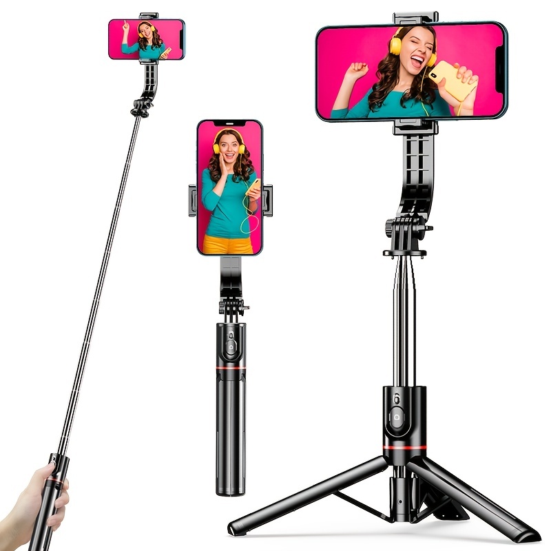 Trípode para selfie stick con soporte de grabación de teléfono remoto,  trípode de viaje para teléfonos celulares iPhone, trípode de filmación de
