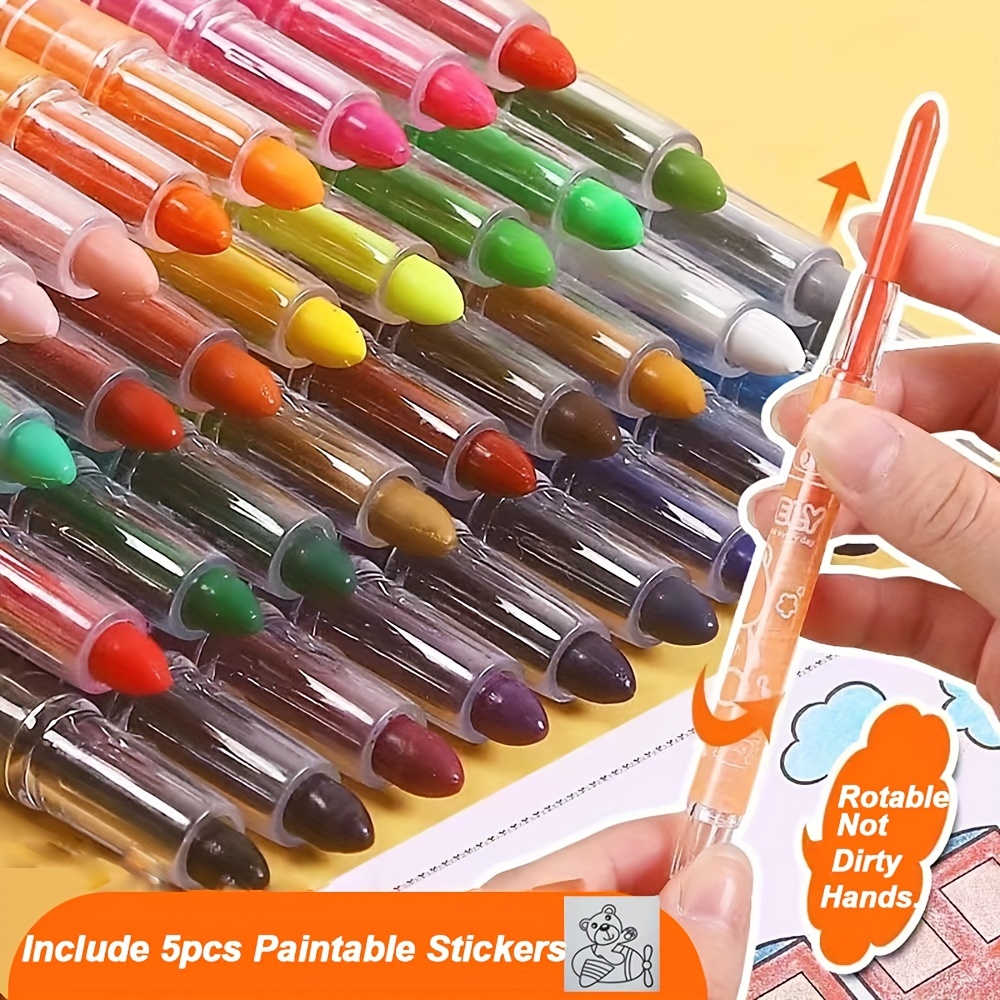 1pc 8 Colors In One Pen Rotary Multi Colour Crayons Push - Temu