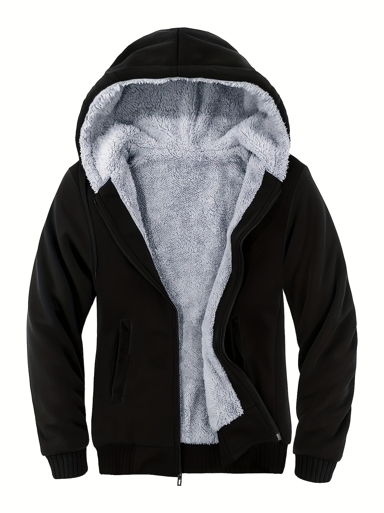 Sherpa Lined Hoodies for Men Heavyweight Full Zip Up Sweatshirt Thick  Fleece Jackets Winter Warm Coats