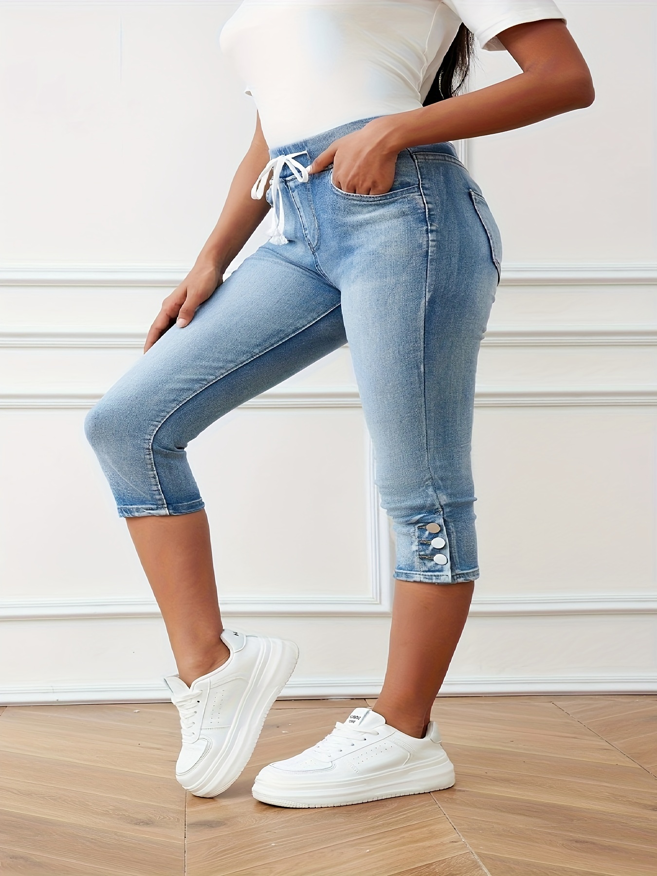 High Waist Skinny Capri Jeans