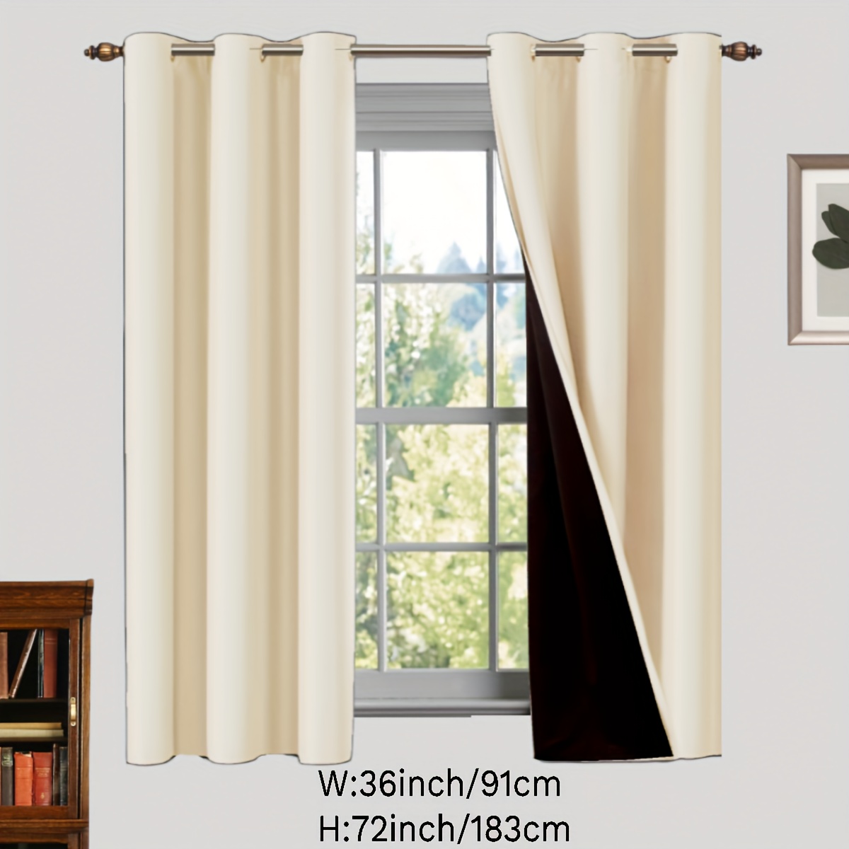 2 Panels Blackout Curtain Polyester Coated Insulated Blackout