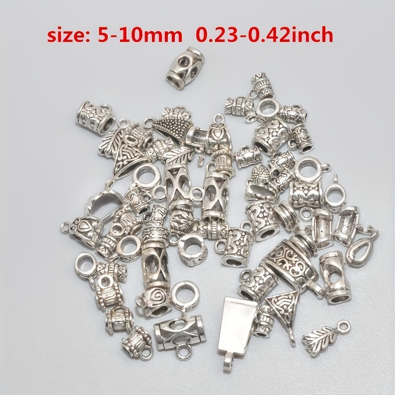 WOCRAFT 100 Pcs Clasp Bail Beads Charms ,Bail Tube Beads, Loose Spacer Bead ,Bead Hanger Charm for Jewelry Making DIY Necklace Bracelet (M611)