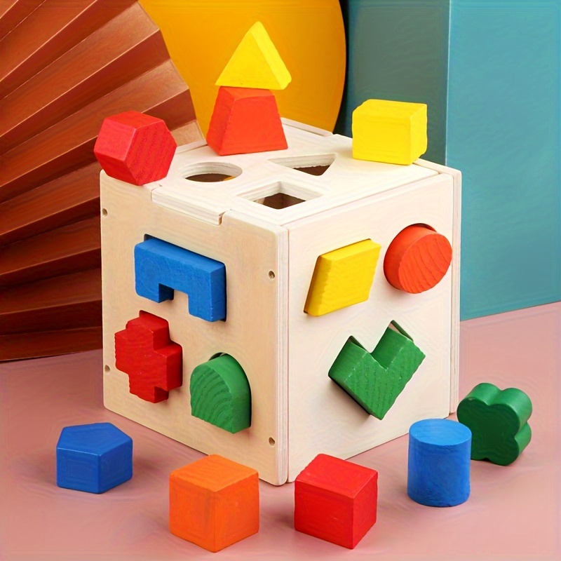 Colorful Letters Pattern Cubic Square Shape Large Hole Wood - Temu