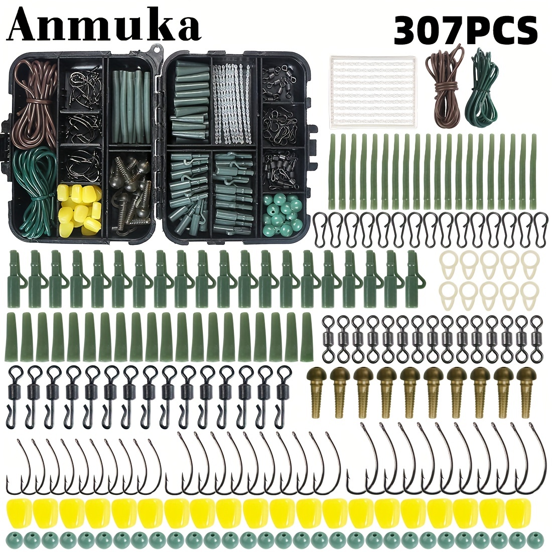 Almencla Boîte de matériel de pêche à la carpe Équipement de pêche Ensemble  complet Crochets Tubes Vis Assortiment d'accessoires de pêche à la carpe  pour