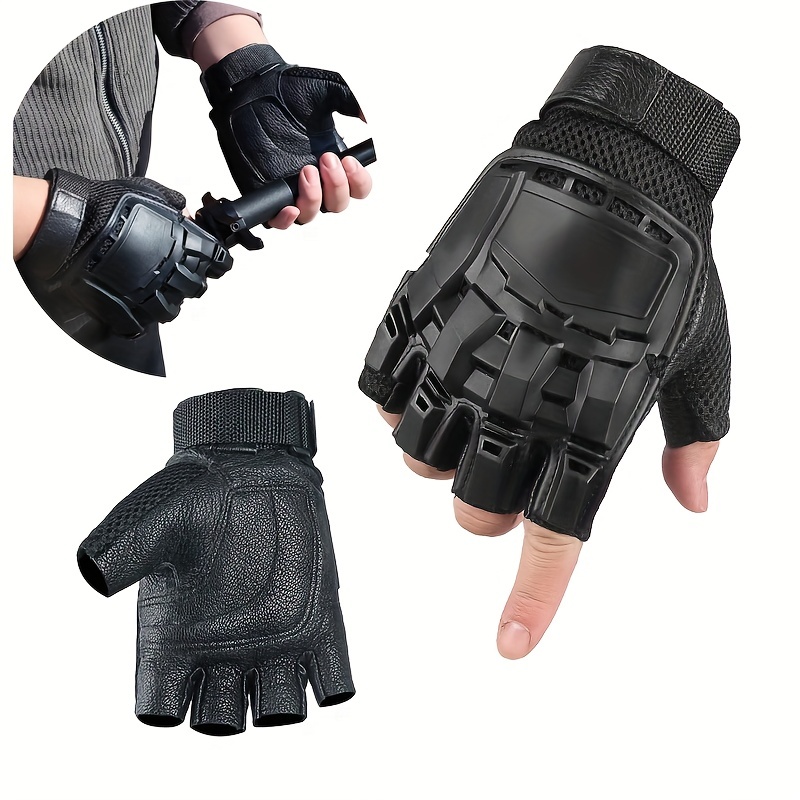 NuCamper Guantes tácticos de medio dedo para hombre, guantes ajustables sin  dedos para motocicletas, ciclismo, motocicleta, senderismo, trabajo