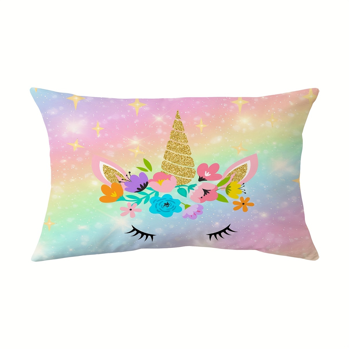 TEMU 1pc Cute Throw Pillow Cover, Double Sided Printing, Cute Rainbow Glitter Galaxy Cute Decorative Cushion Cover, Home Decor For Couch Sofa Living Room Bedroom, Without Pillow Insert