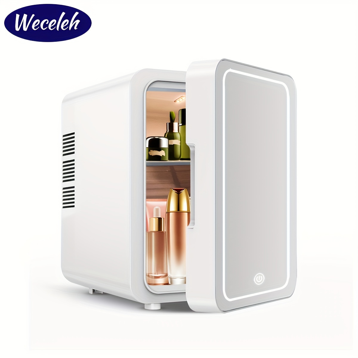 Refrigerador para el cuidado de la piel, mini refrigerador con espejo LED  regulable (4 litros/6 latas), enfriador y calentador, para refrigerar
