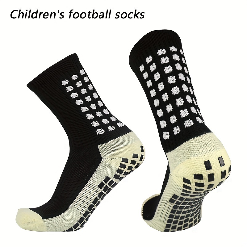 Black Kids Football Grip Socks