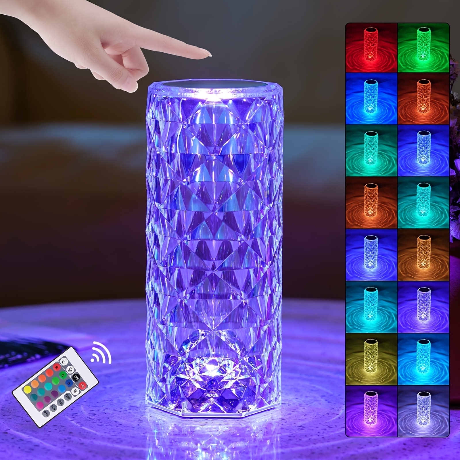 Crystal Table Lamp 16 Colors 4 Modes Remote/touch Control - Temu