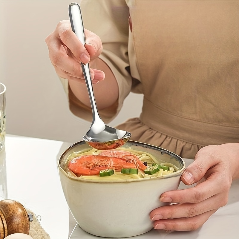 Cuillère ronde à Long manche en acier inoxydable, petite cuillère à soupe  domestique, cuillère d'assaisonnement