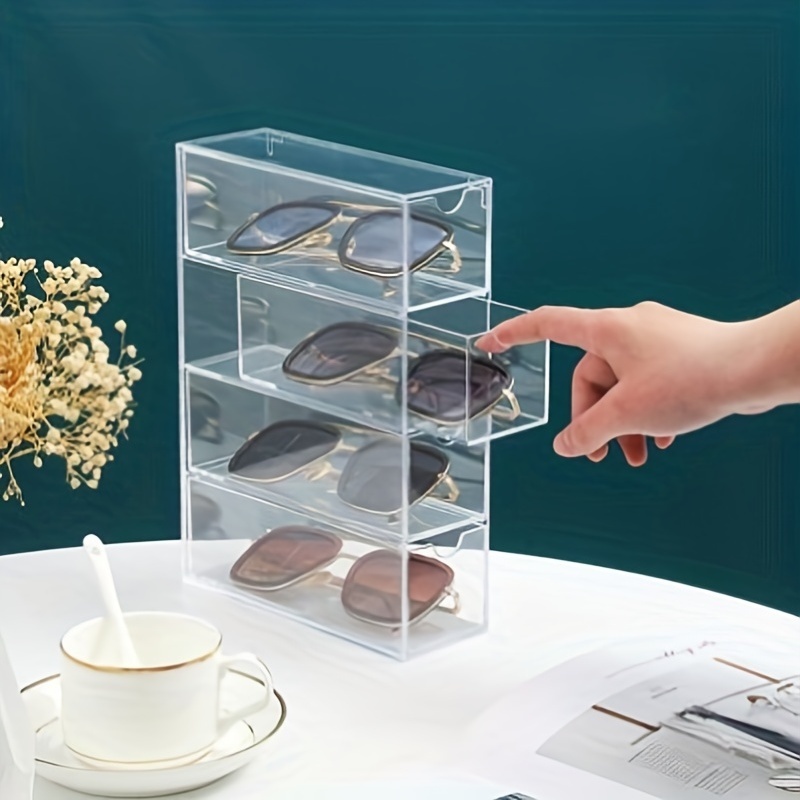 

1pc Clear Eyeglasses Storage Box Acrylic Multi-layer Glasses Storage Rack Dustproof Stationery Organizer Case