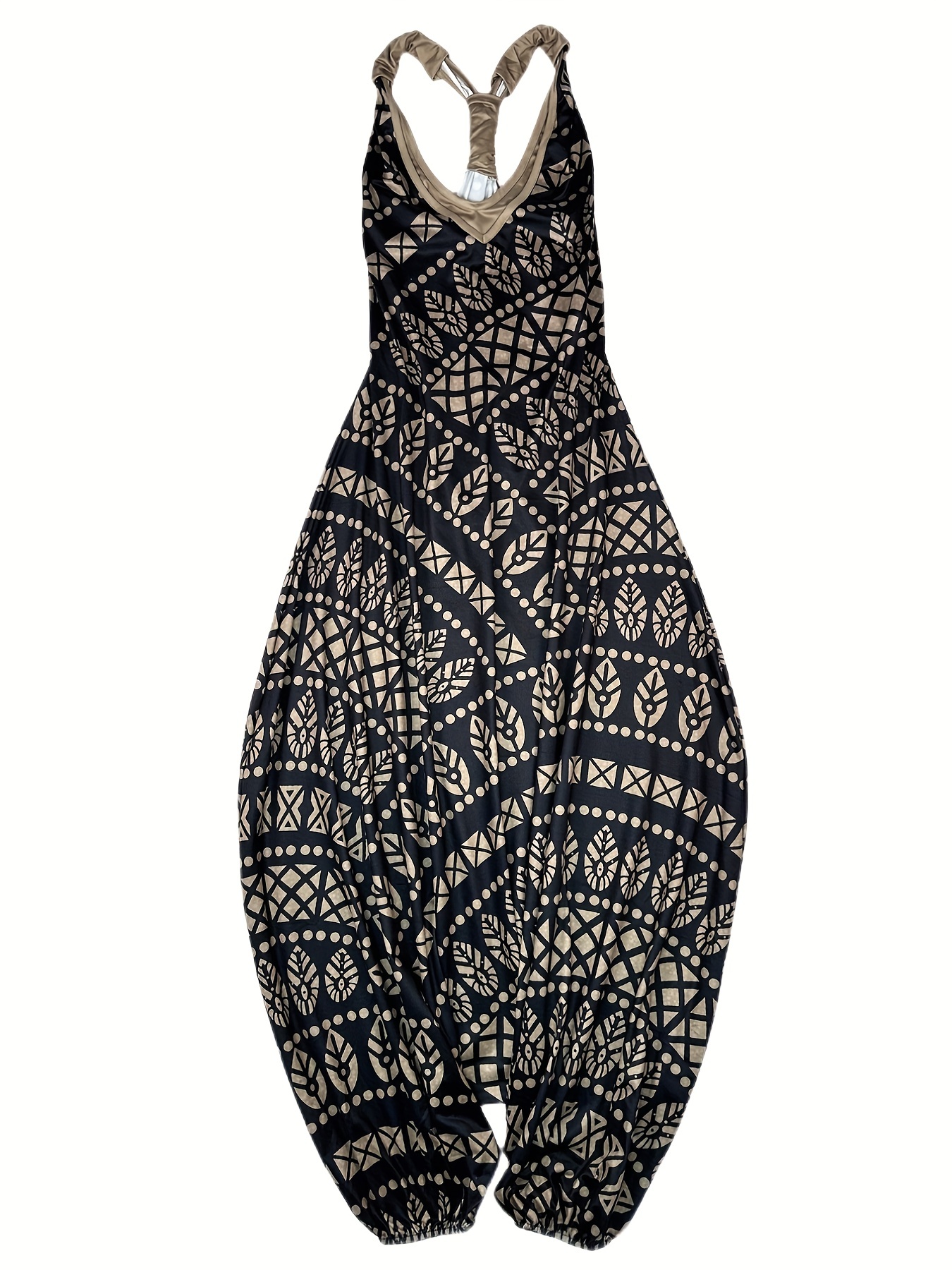 Floral Print V Neck Harem Jumpsuit Women's Clothing
