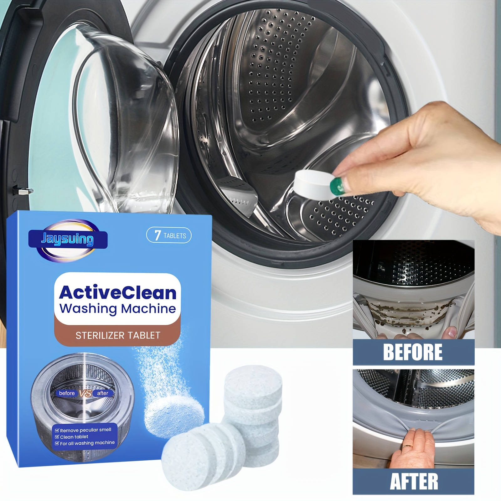 1box, Washing Machine Cleaner Descaler, Deep Cleaning Tablets For Front  Loader & Top Load Washer, Clean