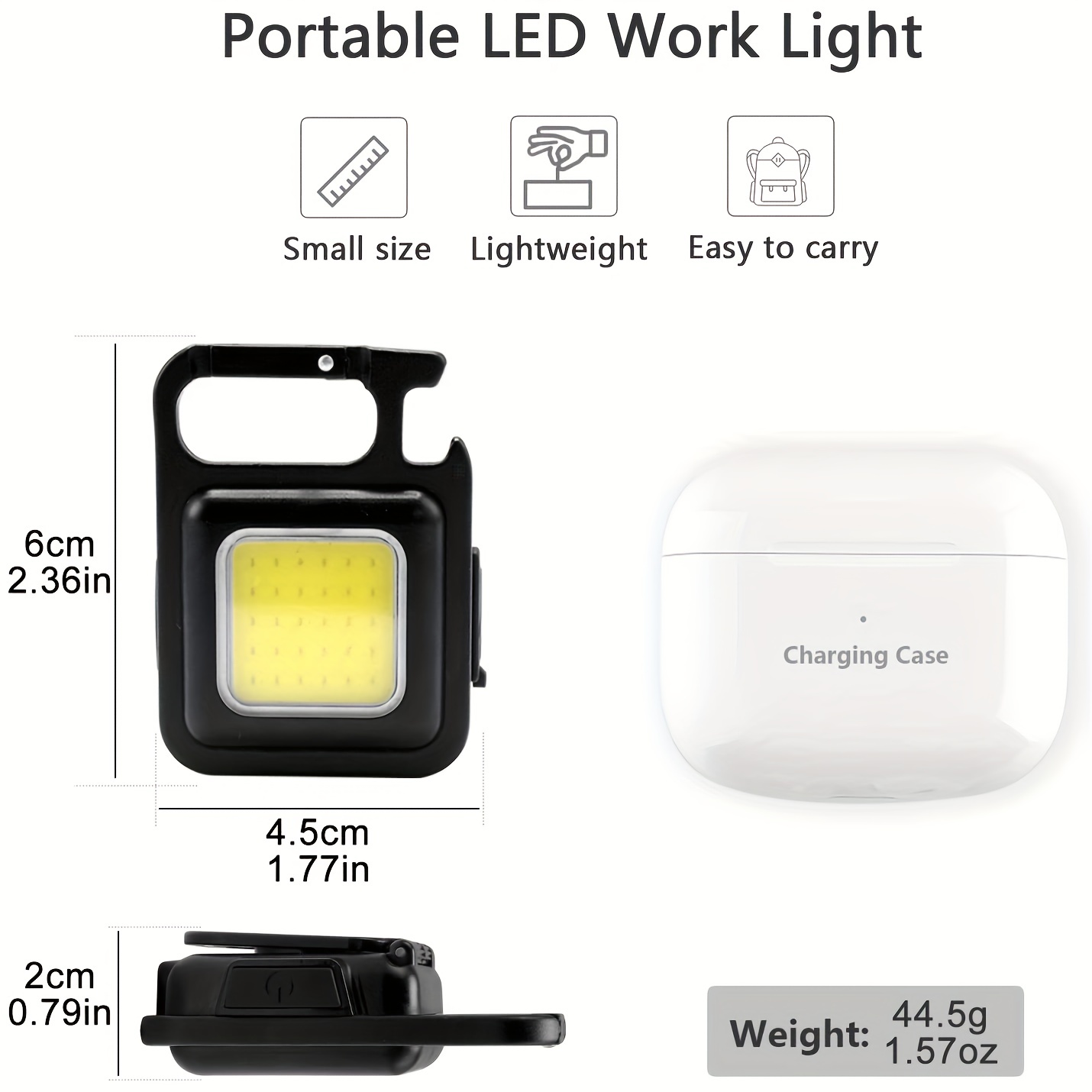 1pc Linterna Cob Recargable Impermeable - Luz LED Portátil con Imán Fuerte,  Soporte Plegable y 4 Modos para Llavero y Trabajo
