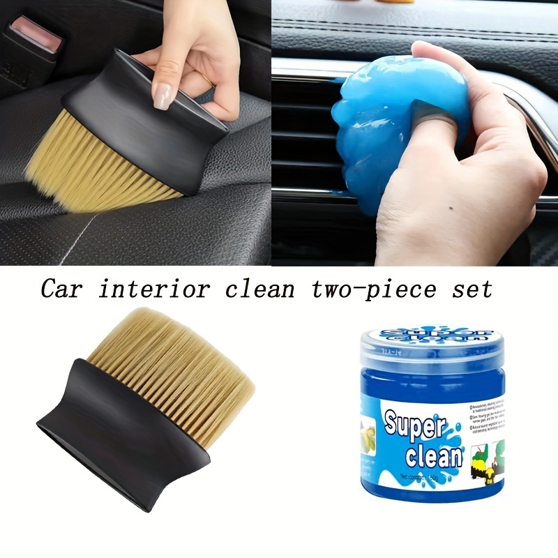 2pcs/set Car Dust Removal Brush Cleaning Gel Car Cleaner Car Dust Car  Universal Dust Removal Tool