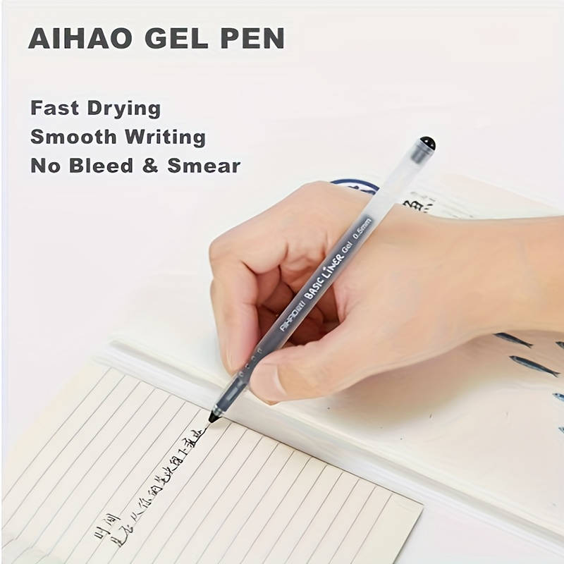 Instant Dry Rolling Ball Pens, No Smear No Bleed Gel Ink Pens