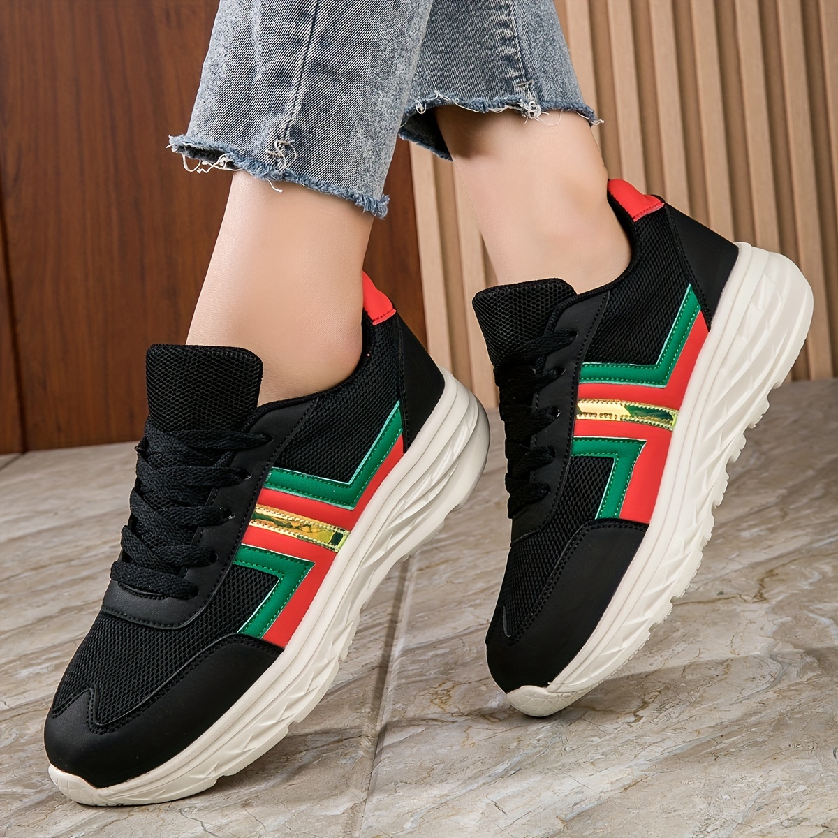 Trendy Mixed Color Low Top Mesh Sneakers For Girls, Breathable Lightweight  Anti Slip Lace Up Sneakers For Outdoor Walking Running, All Seasons - Temu