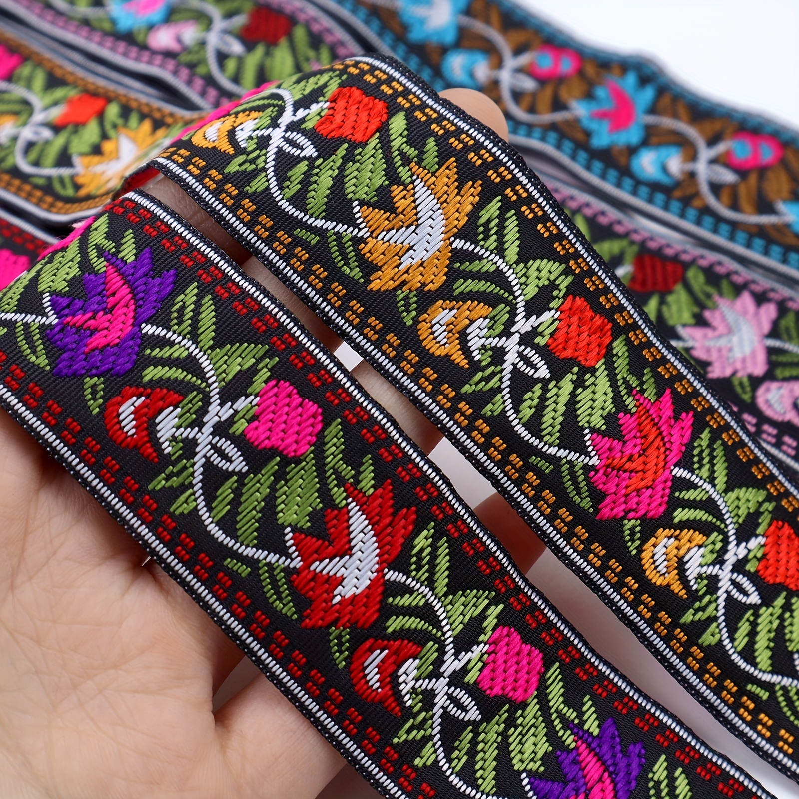 5 Yards Vintage Jacquard Ribbon Ethnic Embroidered Ribbon 1.9 inch Wide  Boho Lace Trim for DIY Sewing Clothing Accessories Handmade Bag  Embellishment