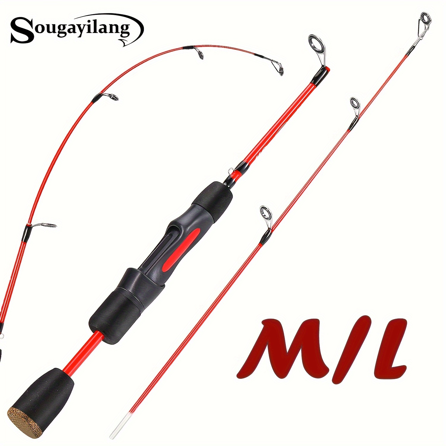 Sougayilang 1pc M/L Ice Fishing Rod, 2 Sections Ultralight Fishing Pole,  Portable Ice Fishing Rod With EVA Handle For Freshwater Winter Travelling  Fis