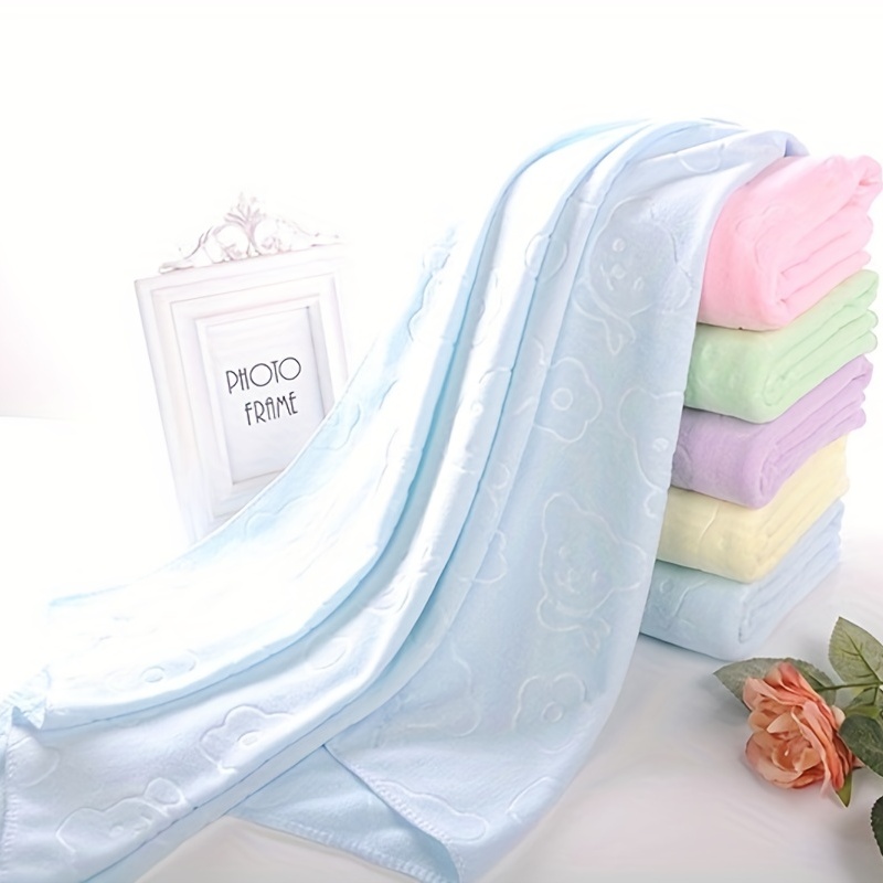 1pc 140cm X 70cm Long Fleece Bath Towel, Quick Dry, Durable And