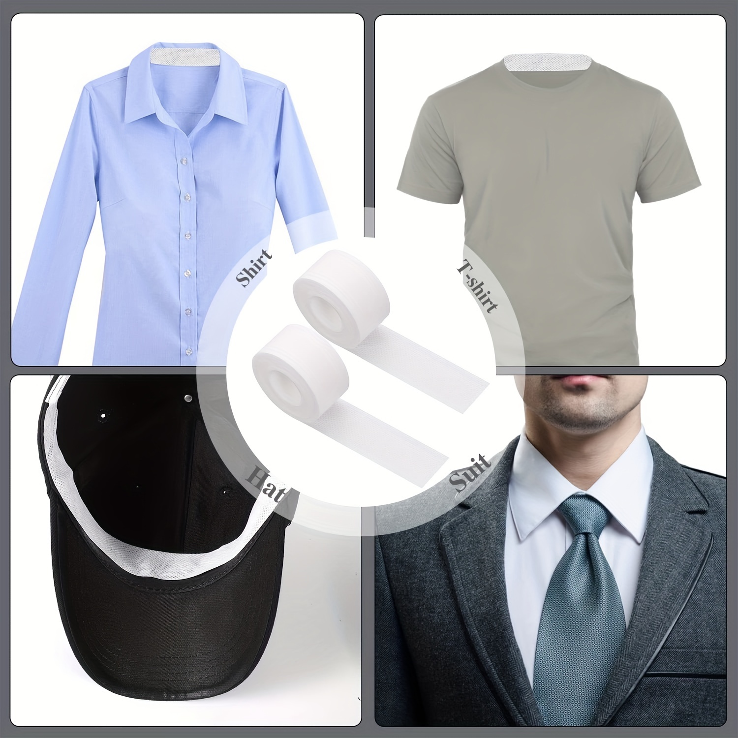 Invisible Collar Protector Sweat Pads Self Adhesive Shirt Neck Liner