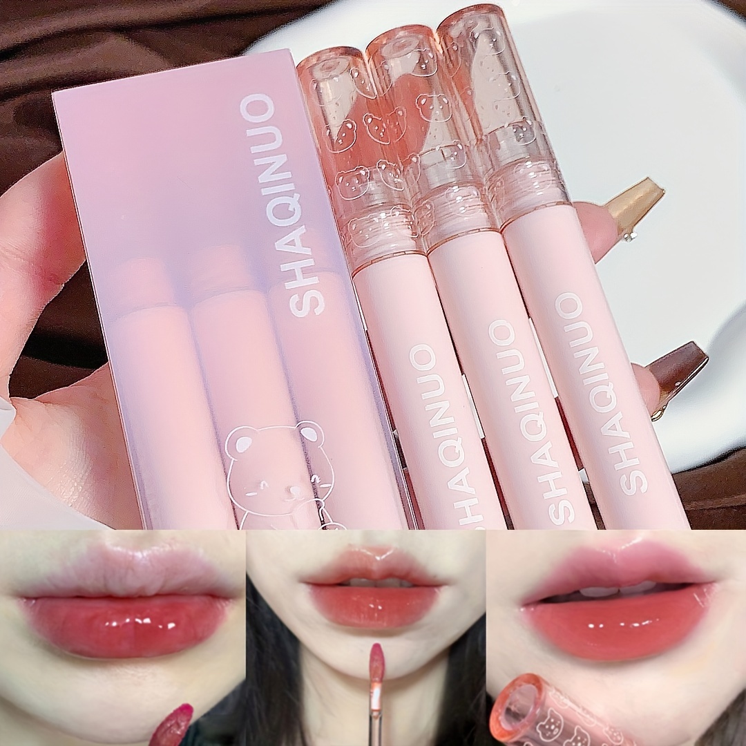 

3pcs Lip Glaze Set, Watery Mirror Glass Finish For Lips, Moisturizing Tinted Lipstick, Tinted Makeup Lip Balm For Fall And Winter Valentine's Day Gifts
