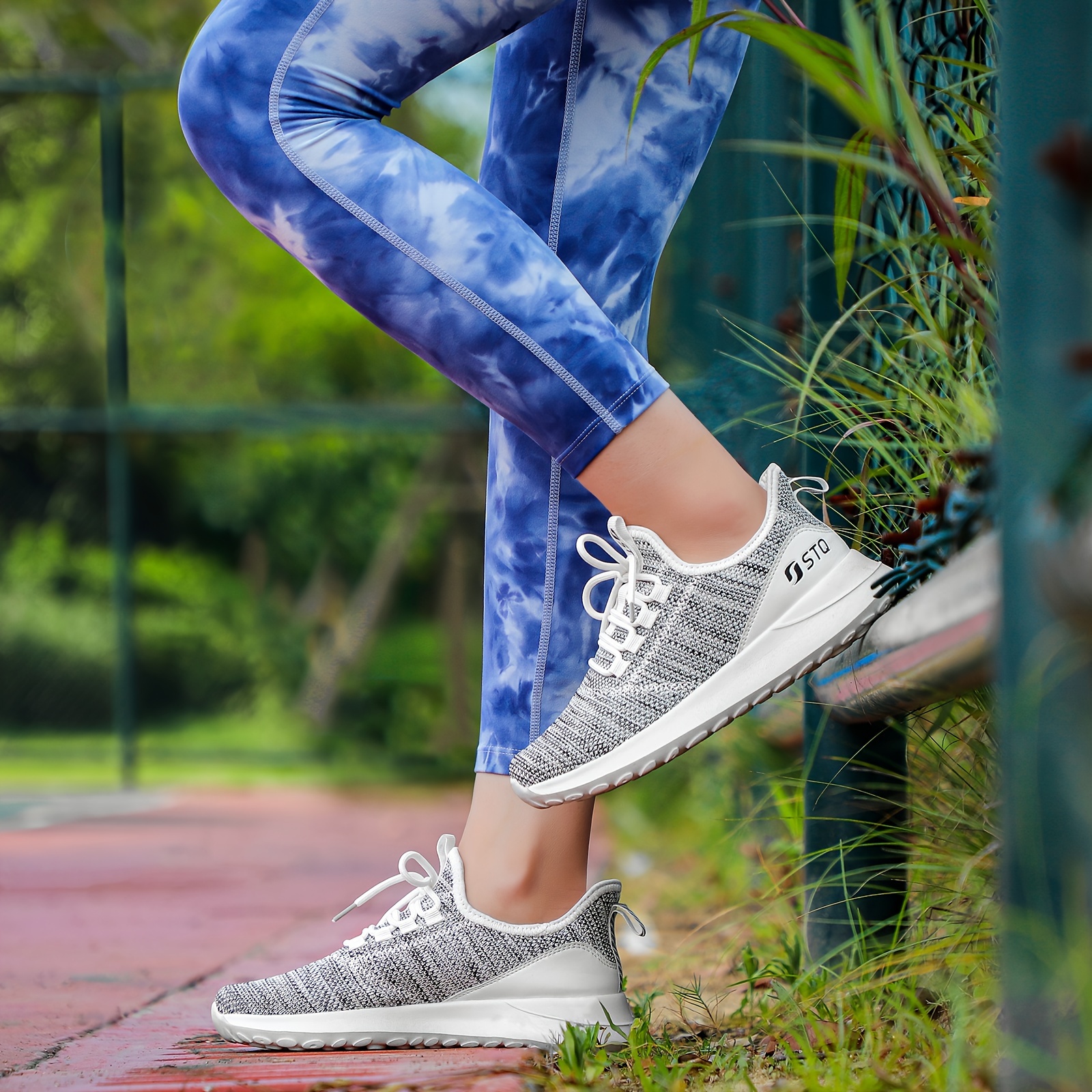 Zapatillas de tenis para mujer, zapatillas de malla con cordones ligeras,  zapatillas deportivas con soporte para el arco para hacer ejercicio y camina