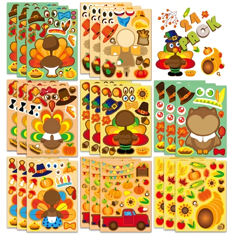 Autumn Harvest Thanksgiving Cloth Sticker Cartoon Turkey - Temu