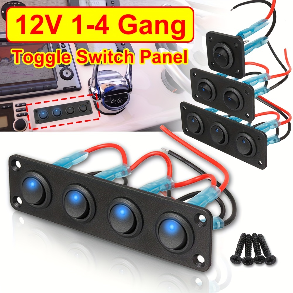 Blue 4 Gang Rocker Switch Panel Toggle Controller Box for Truck JEEP Ford  12V