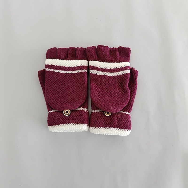 Guantes Punto Convertibles Medio Dedo Mujer Guantes Térmicos - Temu